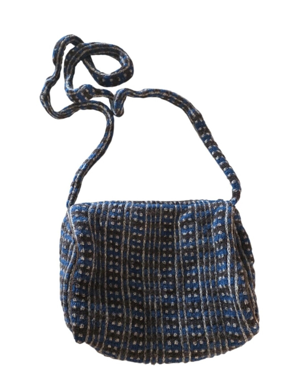Urban Outfitters Boho Bag Urban Renewal Blue and Brown Knit Crossbody Bag
